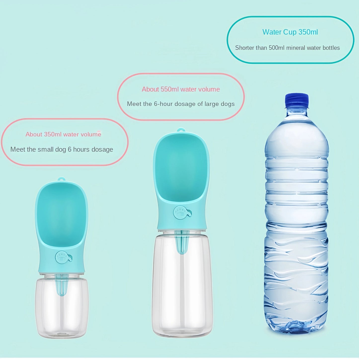 2 In1 Dog Cat Water Bottle with Storage Food and Water